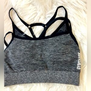 Gymshark Gray Black Strappy Sports Bra